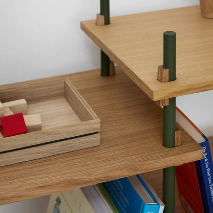 Moebe Shelving System - Pine Green / Oiled Oak