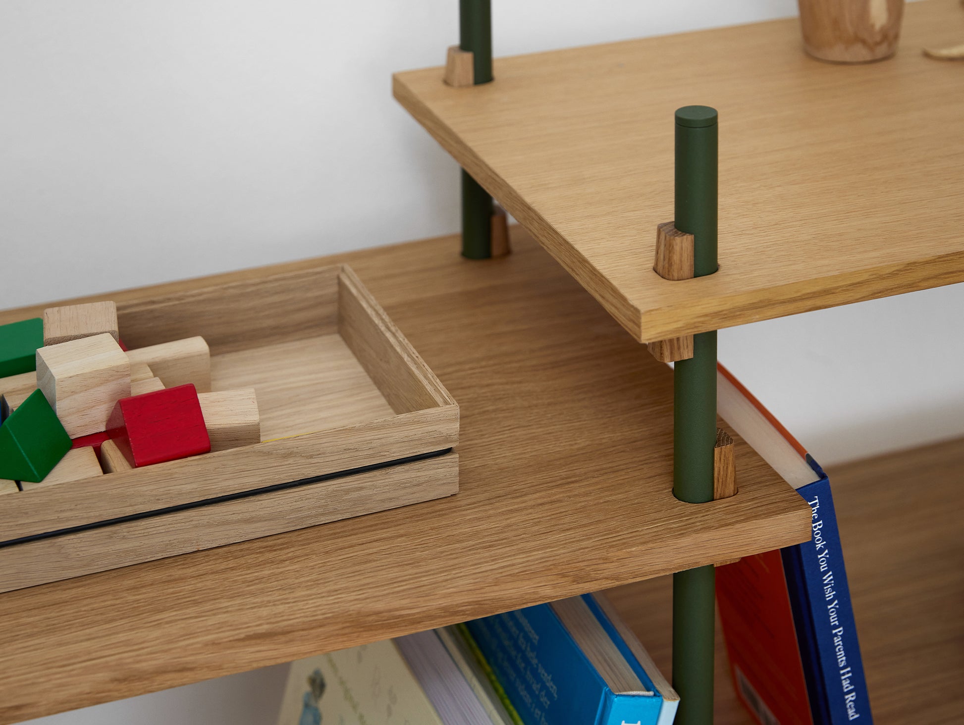 Moebe Shelving System - Pine Green / Oiled Oak