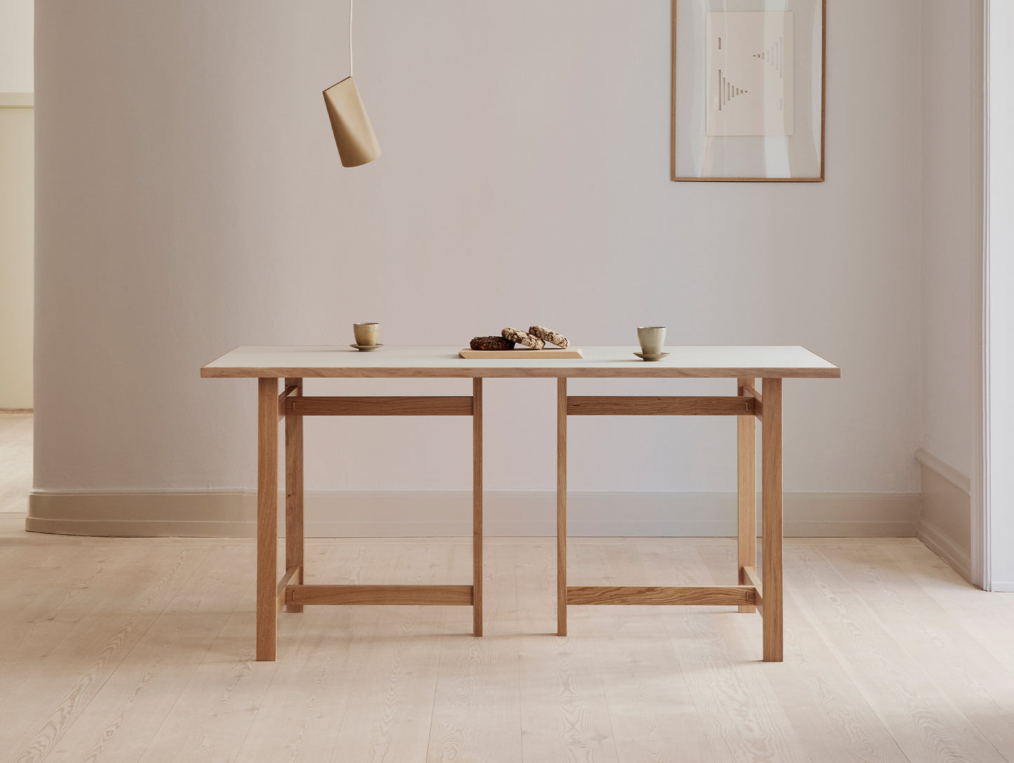 Rectangular Dining Table (Linoleum Tabletop) by Moebe - Length: 160 cm / Warm Beige