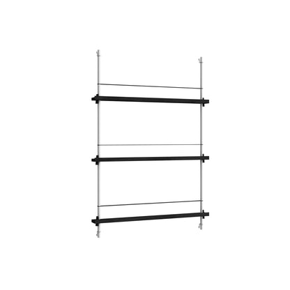 Magazine Shelving Sets (115 cm) by Moebe - Stainless Steel Uprights / Black Painted Oak