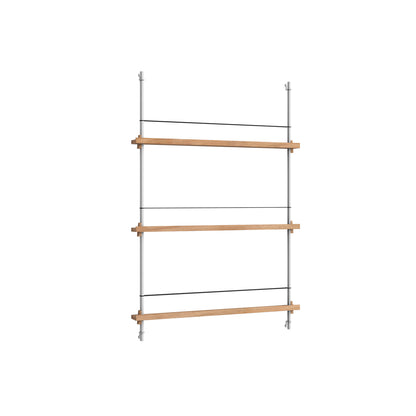 Magazine Shelving Sets (115 cm) by Moebe - Stainless Steel Uprights / Oiled Oak