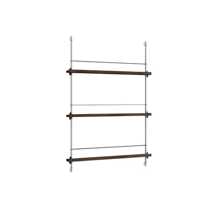 Magazine Shelving Sets (115 cm) by Moebe - Stainless Steel Uprights / Smoked Oak
