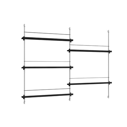 Magazine Shelving Sets (115 cm) by Moebe - MS.115.2 / Stainless Steel Uprights / Black Painted Oak