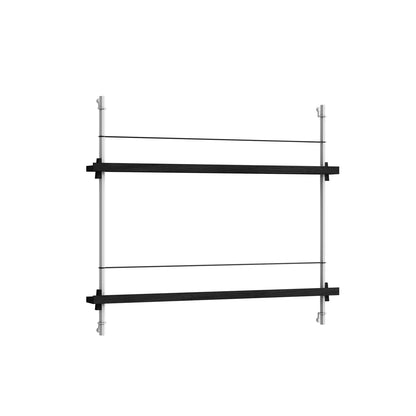 Magazine Shelving Sets (65 cm) by Moebe - Stainless Steel Uprights / Black Oak