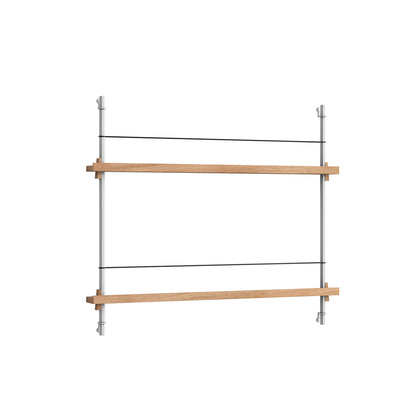 Magazine Shelving Sets (65 cm) by Moebe - Stainless Steel Uprights / Oiled Oak