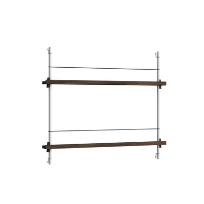 Magazine Shelving Sets (65 cm) by Moebe - Stainless Steel Uprights / Smoked Oak