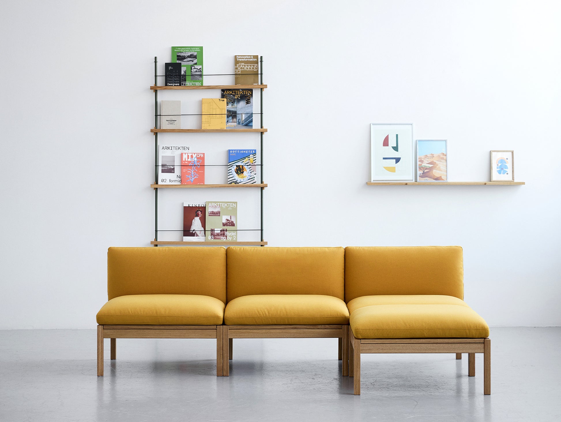 3-Seater Sofa with Chaise Longue (Without Armrest) and 1 Side Table by Moebe - Field 2 463