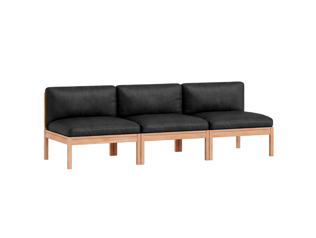 3-Seater Sofa Without Armrest by Moebe - Black Leather
