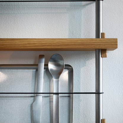 Magazine Shelving Sets (65 cm) by Moebe - Stainless Steel Uprights / Oiled Oak