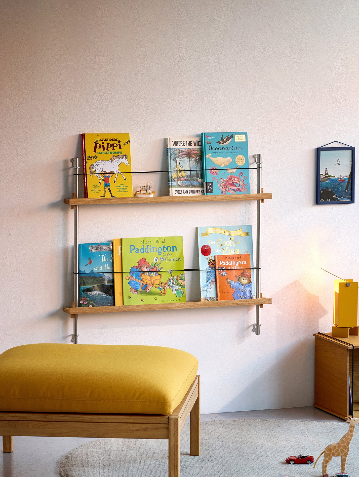 Magazine Shelving Sets (65 cm) by Moebe - Stainless Steel Uprights / Oiled Oak