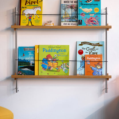 Magazine Shelving Sets (65 cm) by Moebe - Stainless Steel Uprights / Oiled Oak