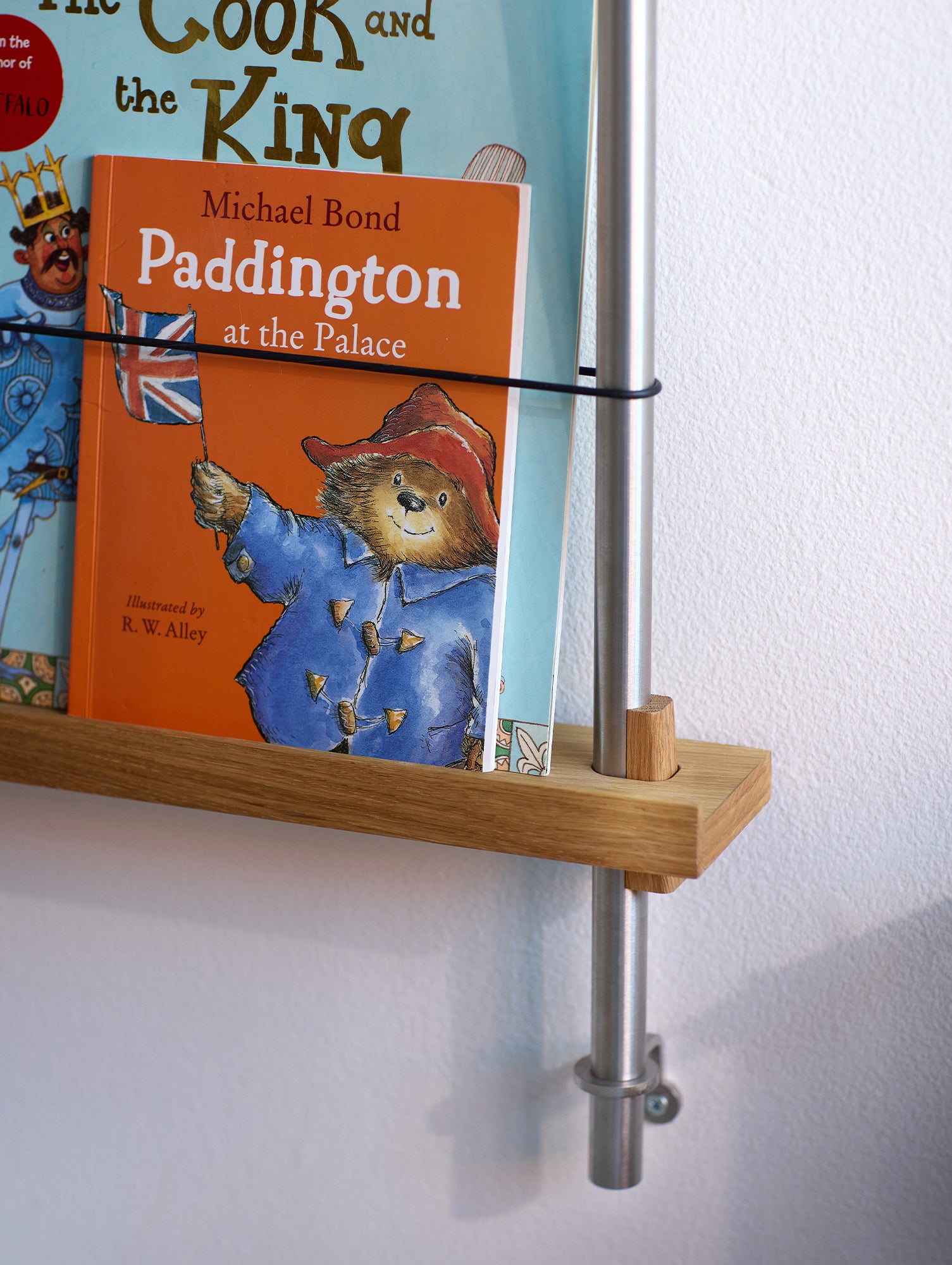 Magazine Shelving Sets (65 cm) by Moebe - Stainless Steel Uprights / Oiled Oak