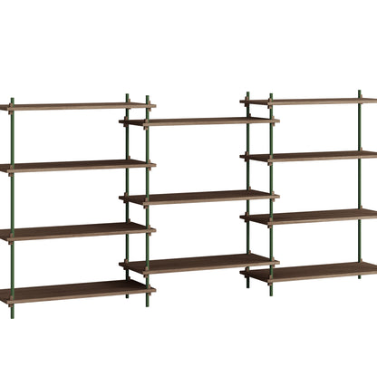 Moebe Shelving System - S.115.3.A Set in Pine Green / Smoked Oak