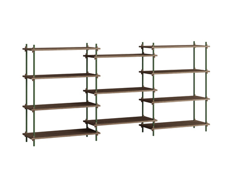 Moebe Shelving System - S.115.3.A Set in Pine Green / Smoked Oak