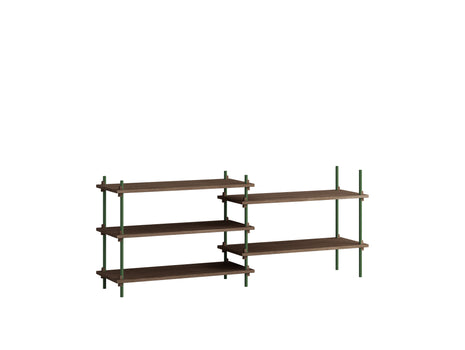 Moebe Shelving System - S.65.2.A Set in Pine Green / Smoked Oak
