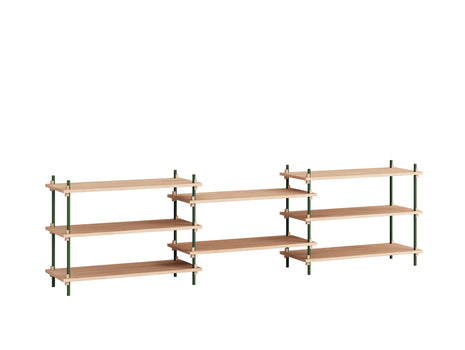 Moebe Shelving System - S.65.3.A Set in Pine Green / Oiled Oak
