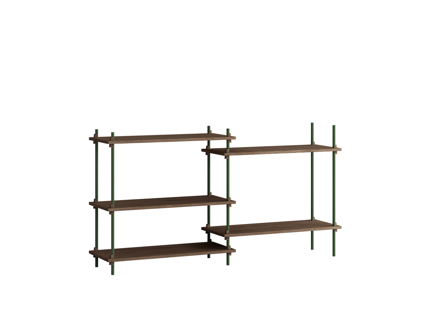 Moebe Shelving System - S.85.2.A Set in Pine Green / Smoked Oak
