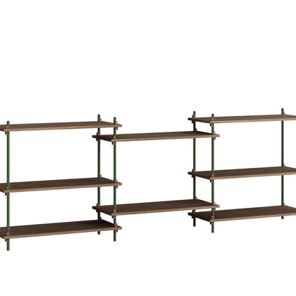 Moebe Shelving System - S.85.3.A Set in Pine Green / Smoked Oak