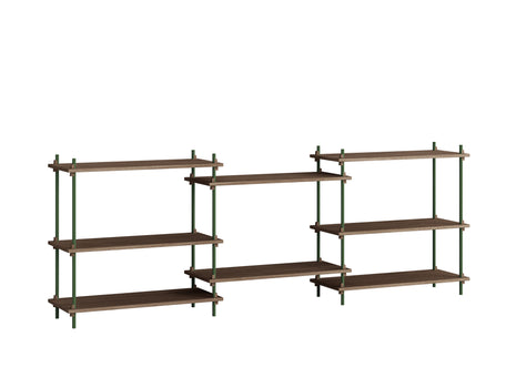 Moebe Shelving System - S.85.3.A Set in Pine Green / Smoked Oak