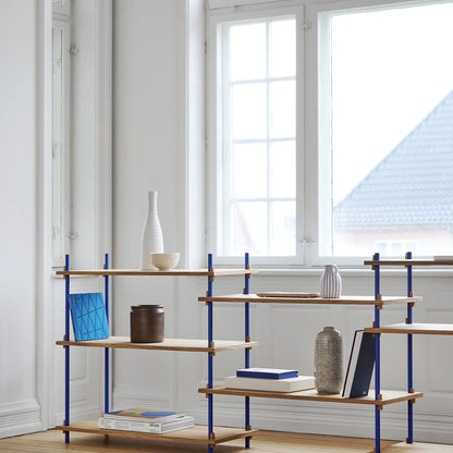 Moebe Shelving System - S.85.3.A Set in Deep Blue / Oiled Oak