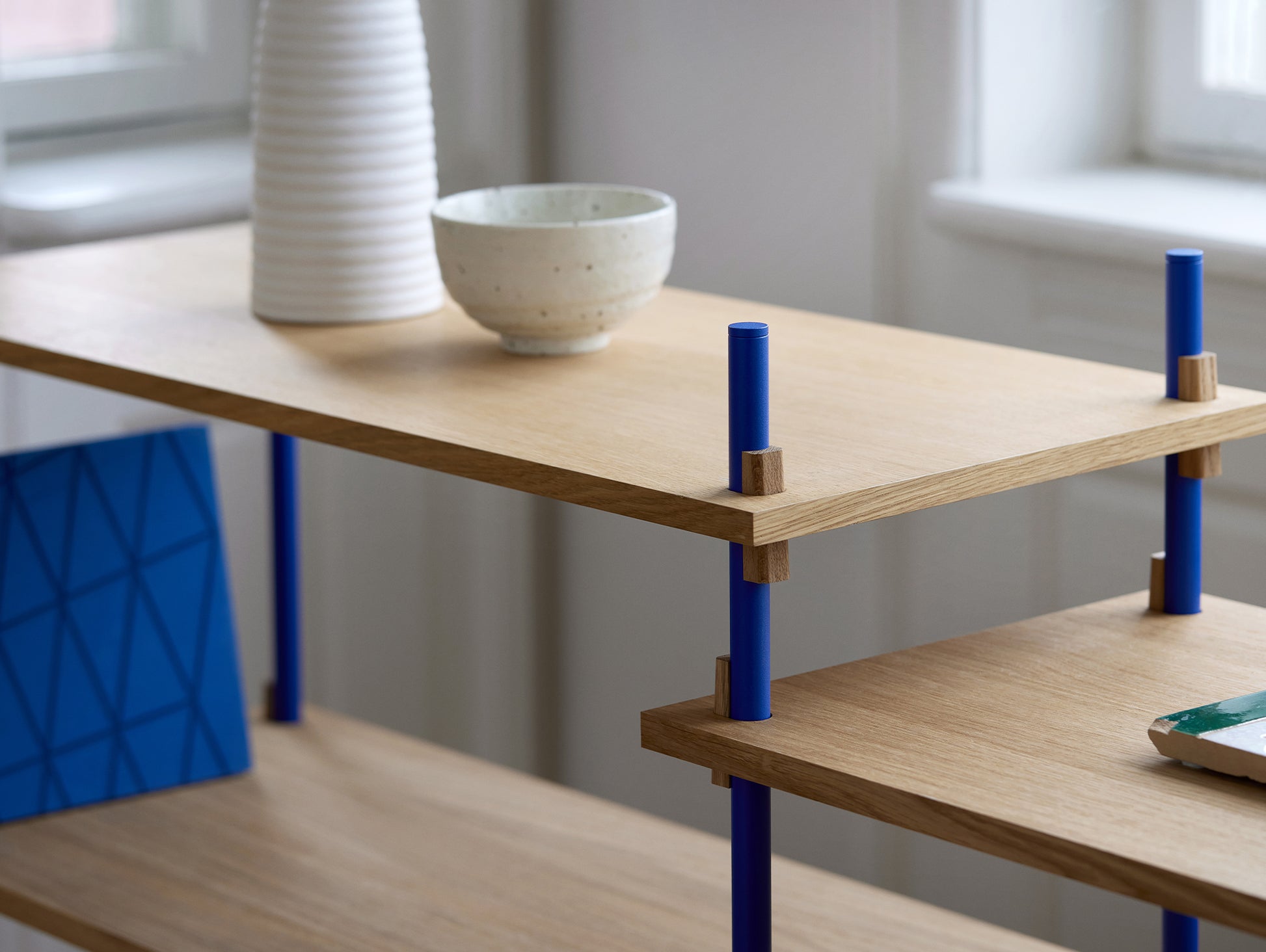 Moebe Shelving System - Deep Blue / Oiled Oak