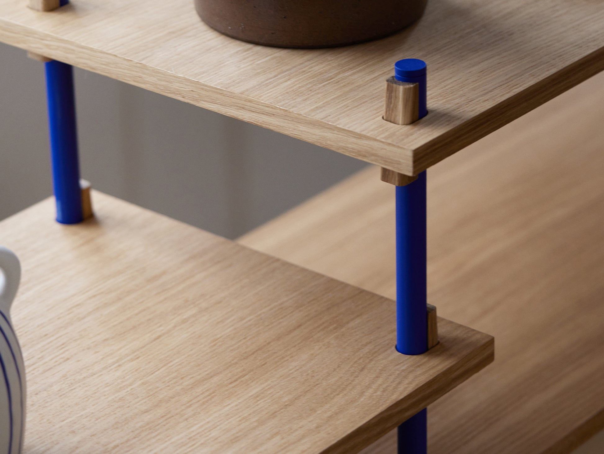 Moebe Shelving System - Deep Blue / Oiled Oak