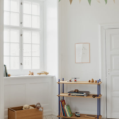 Moebe Shelving System - S.85.1.A Set in Deep Blue / Oiled Oak