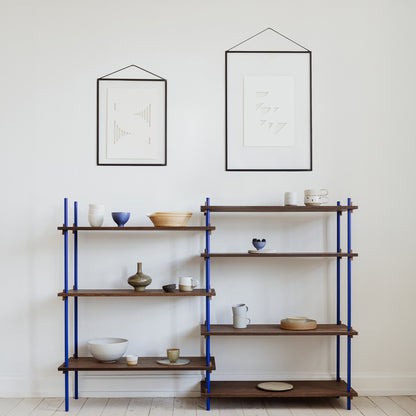 Moebe Shelving System - S.115.2.A Set in Deep Blue / Smoked Oak