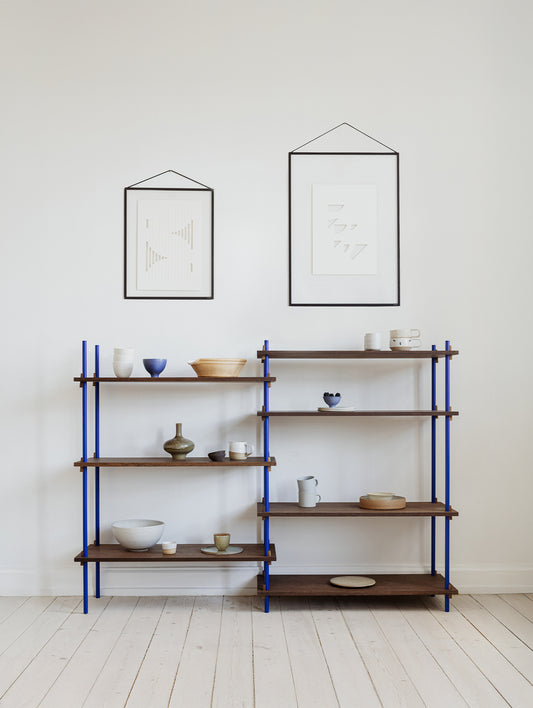 Moebe Shelving System - S.115.2.A Set in Deep Blue / Smoked Oak