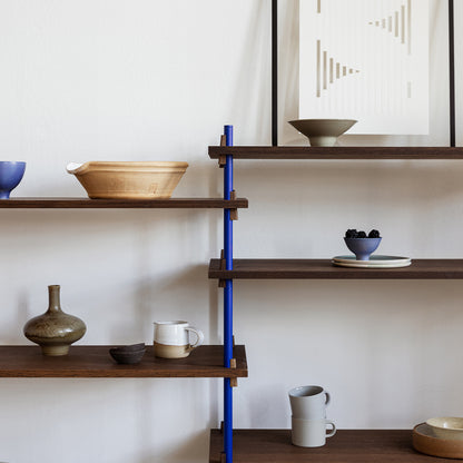 Moebe Shelving System - S.115.2.A Set in Deep Blue / Smoked Oak