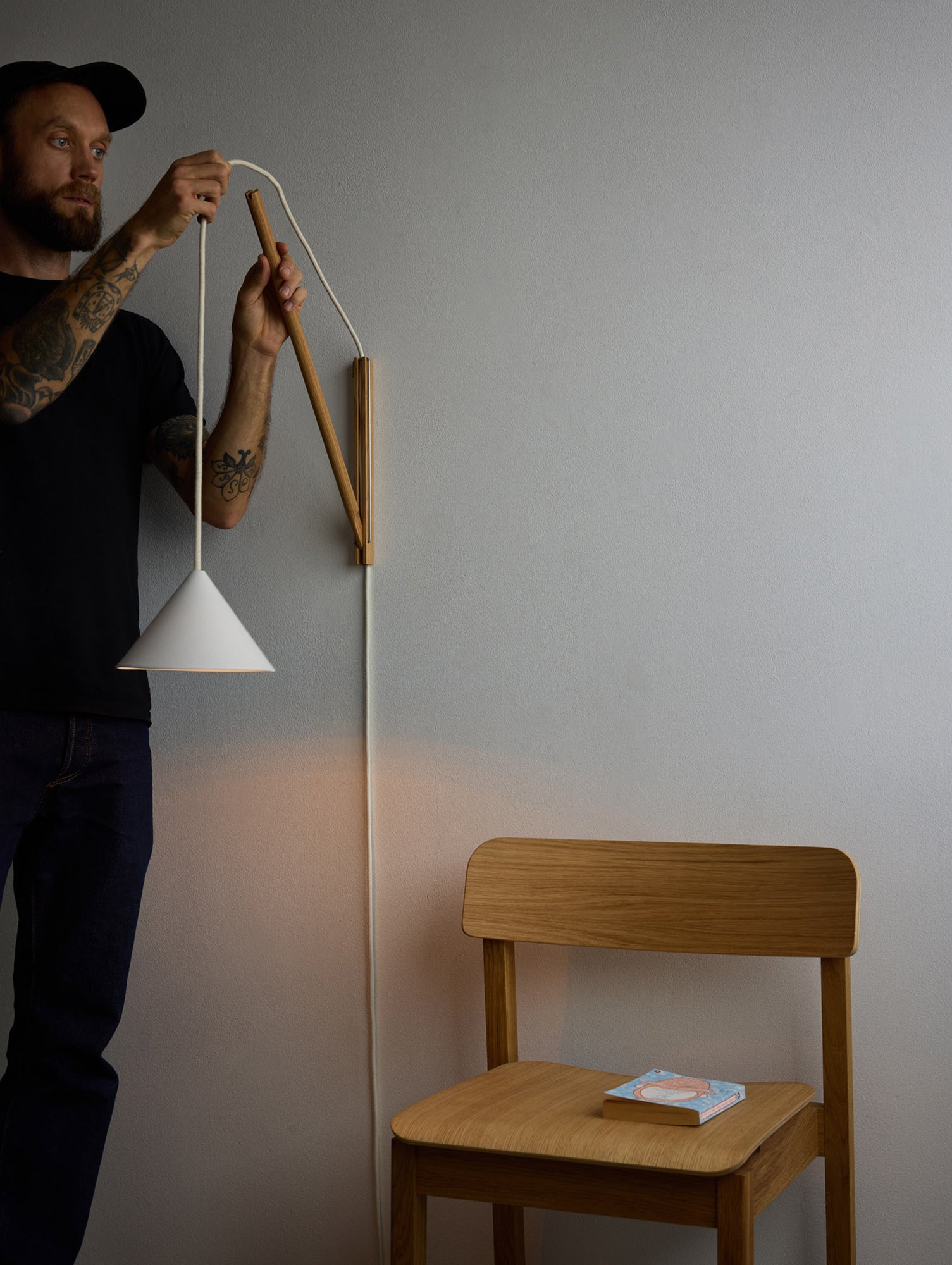 Suspended Wall Lamp by Moebe - Oak