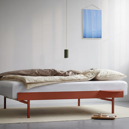 Moebe Bed High 90-180 cm with Side Table - Terracotta