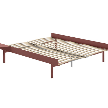 Bed 90 - 180 cm (High) by Moebe- Bed Frame / with 160cm wide Slats / 1 Side Table / Dusty Rose