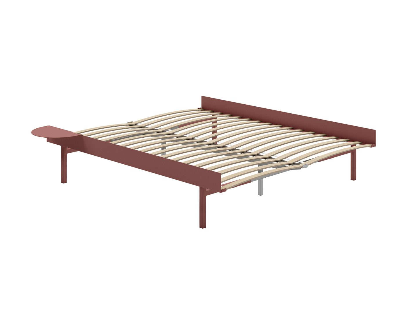 Bed 90 - 180 cm (High) by Moebe- Bed Frame / with 160cm wide Slats / 1 Side Table / Dusty Rose