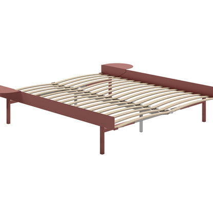 Bed 90 - 180 cm (High) by Moebe- Bed Frame / with 160cm wide Slats / 2 Side Table /  Dusty Rose