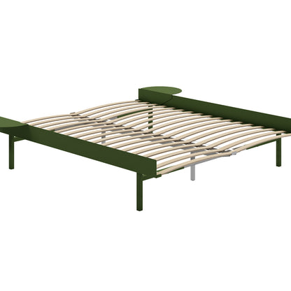 Bed 90 - 180 cm (High) by Moebe- Bed Frame / with 160cm wide Slats / 2 Side Table /  Pine Green
