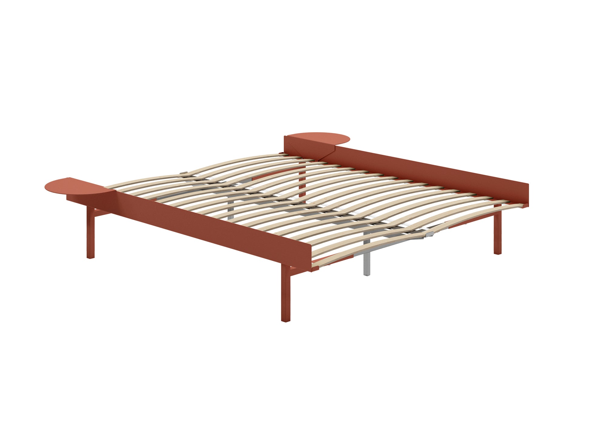 Bed 90 - 180 cm (High) by Moebe- Bed Frame / with 160cm wide Slats / 2 Side Table /  Terracotta