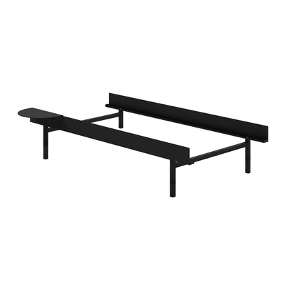 Bed 90 - 180 cm (High) by Moebe- Bed Frame / with NO SLATS / 1 Side Table / Black