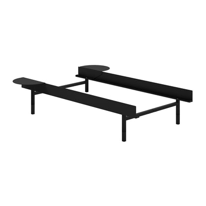 Bed 90 - 180 cm (High) by Moebe- Bed Frame / with NO SLATS / 2 Side Table / Black