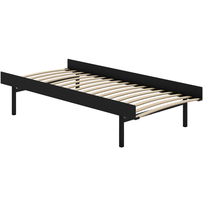 Tall Bed 90 cm by Moebe – Bed Frame with 90 cm Wide Slats / Black