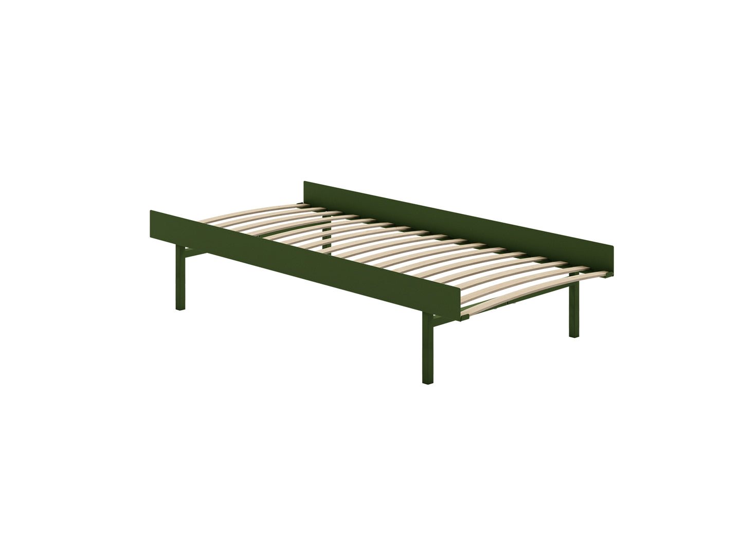 Bed 90 - 180 cm (High) by Moebe- Bed Frame / with 90cm wide Slats /  Pine Green
