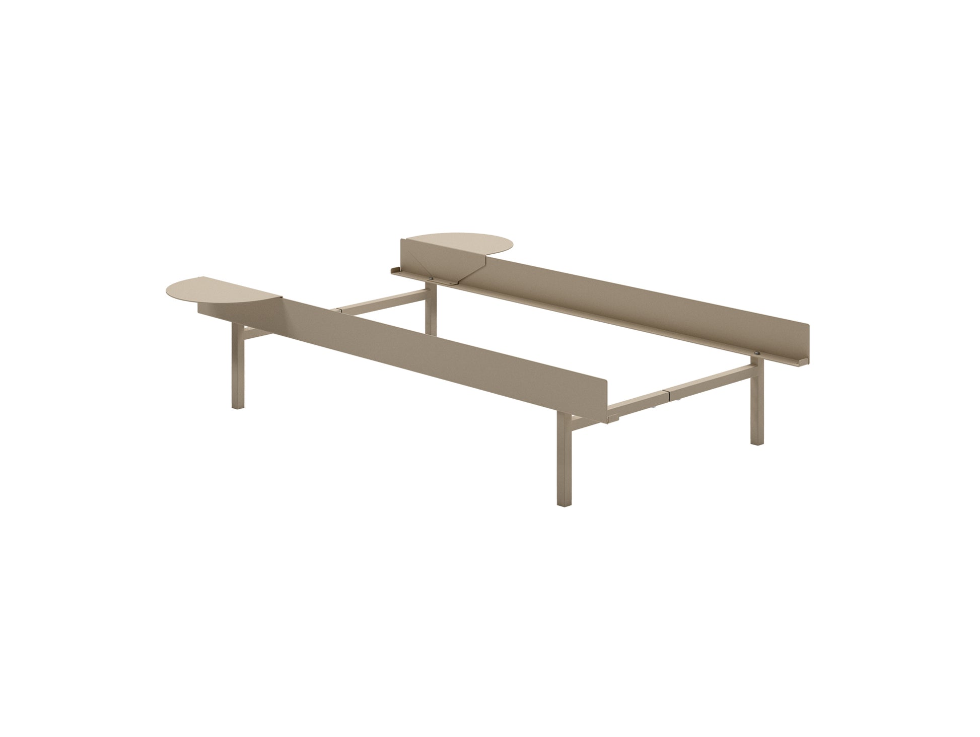 Bed 90 - 180 cm (High) by Moebe- Bed Frame / with NO SLATS / 2 Side Table / Sand