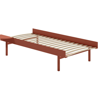 Tall Bed 90 cm by Moebe – Bed Frame / 90 cm Wide Slats / 1 Side Table / Terracotta