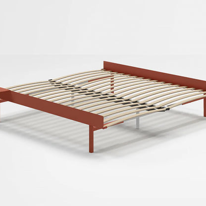 Moebe Bed 90 - 180 cm (High) Frame / with 180cm wide Slats /  1 Side Table / Terracotta