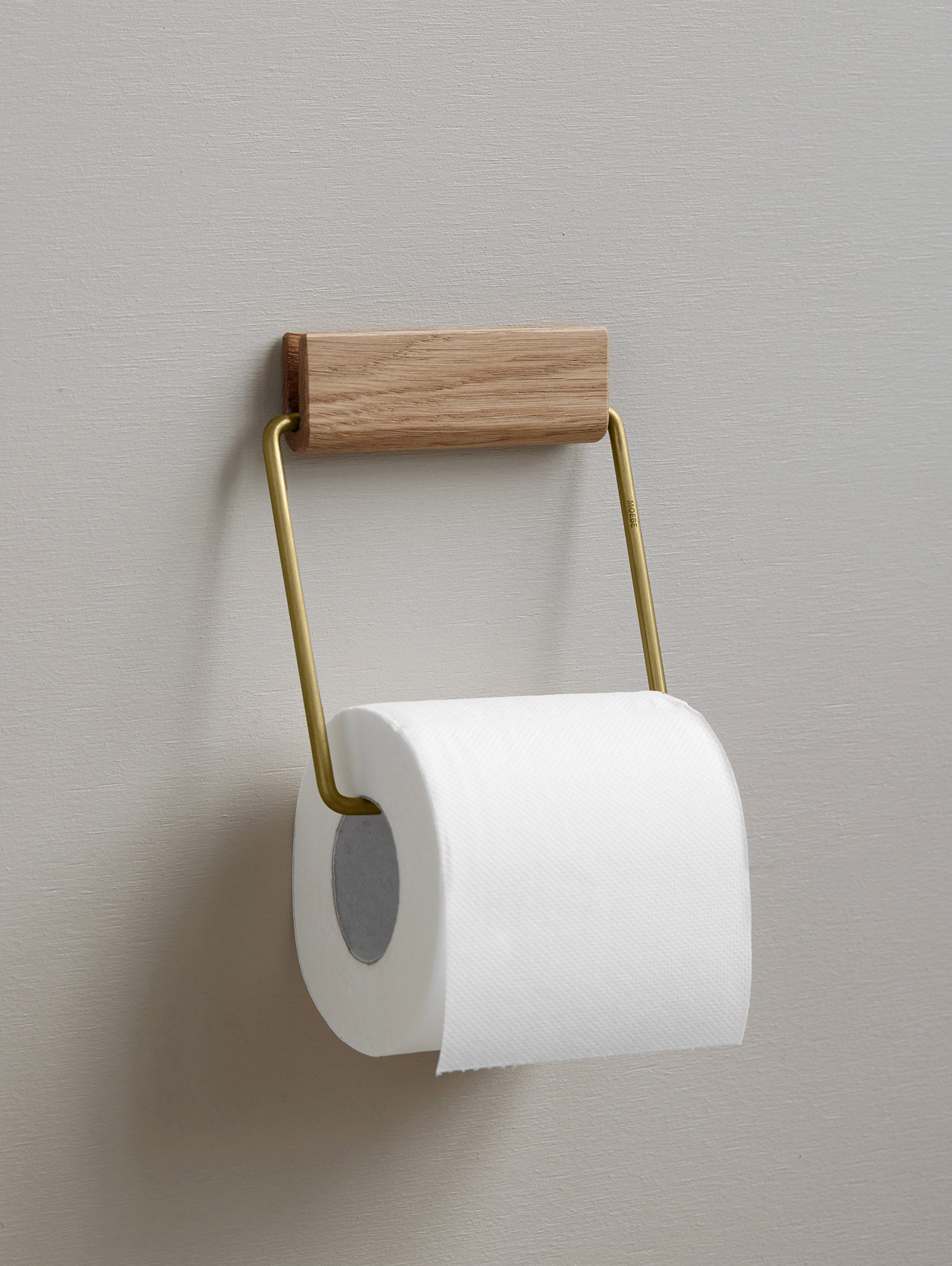 Wooden Toilet Roll Holder by Moebe - Brass