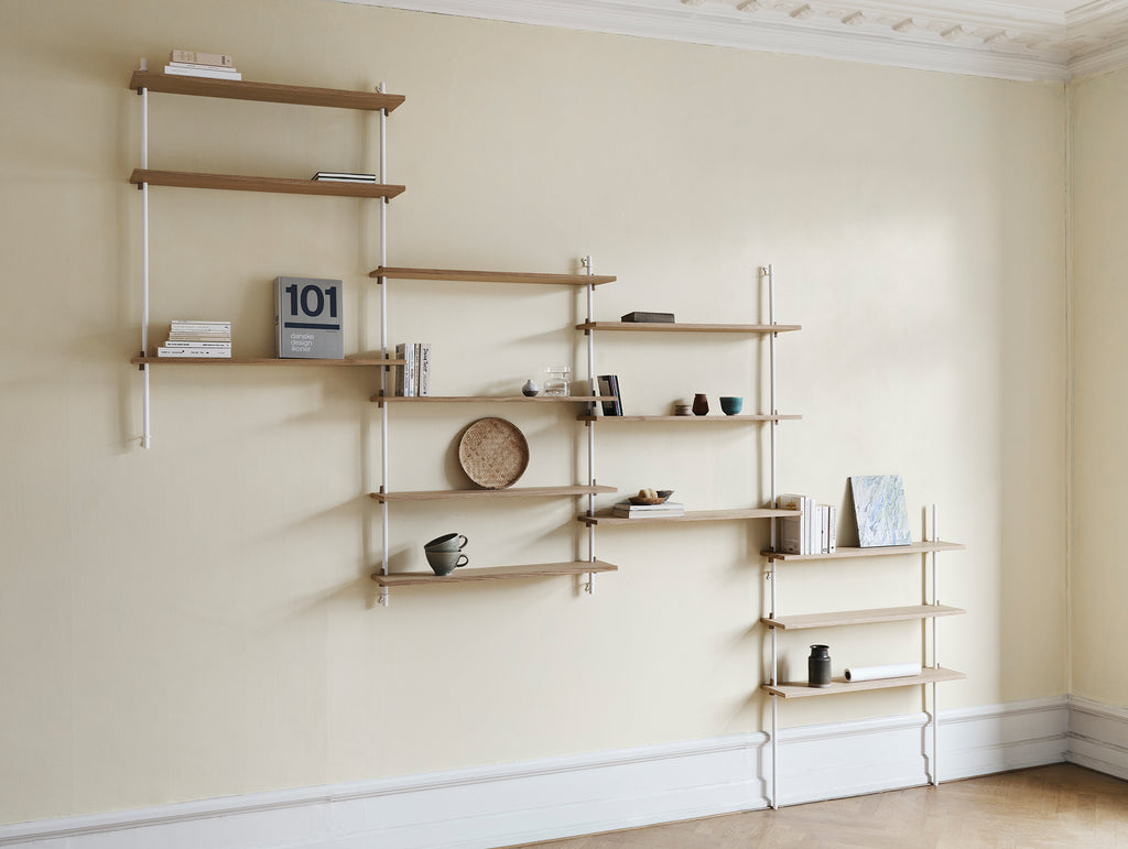 White wall shelving deals system