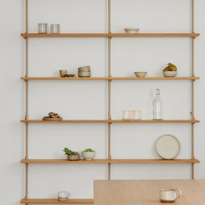 Wall Shelving System Sets (200 cm) by Moebe - WS.200.2.B / Warm Grey Uprights / Oiled Oak