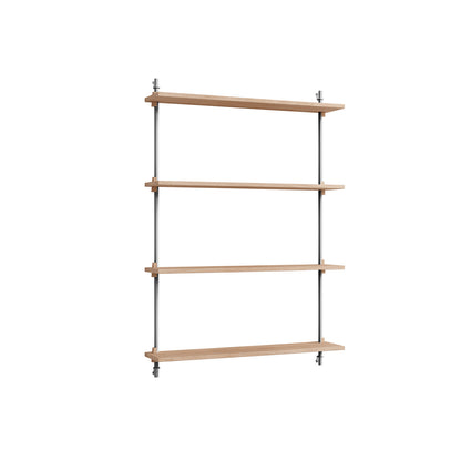 Wall Shelving System Sets (115 cm) by Moebe - WS.115.1 / Stainless Steel Uprights / Oiled Oak