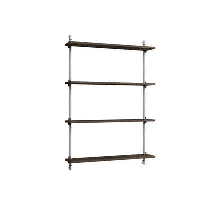 Wall Shelving System Sets (115 cm) by Moebe - WS.115.1 / Stainless Steel Uprights / Smoked Oak