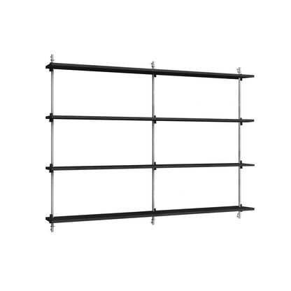 Wall Shelving System Sets (115 cm) by Moebe - WS.115.2.B / Stainless Steel Uprights / Black Painted Oak